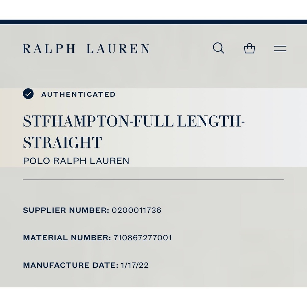 Polo Ralph Lauren Hampton Straight Pants Mens 36x32 Dark Wash Heavy Cotton - Picture 8 of 12